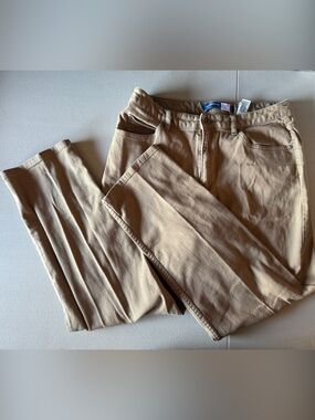 Liz Claiborne Tan Khaki Straight Leg 100% Cotton Pants Size 14